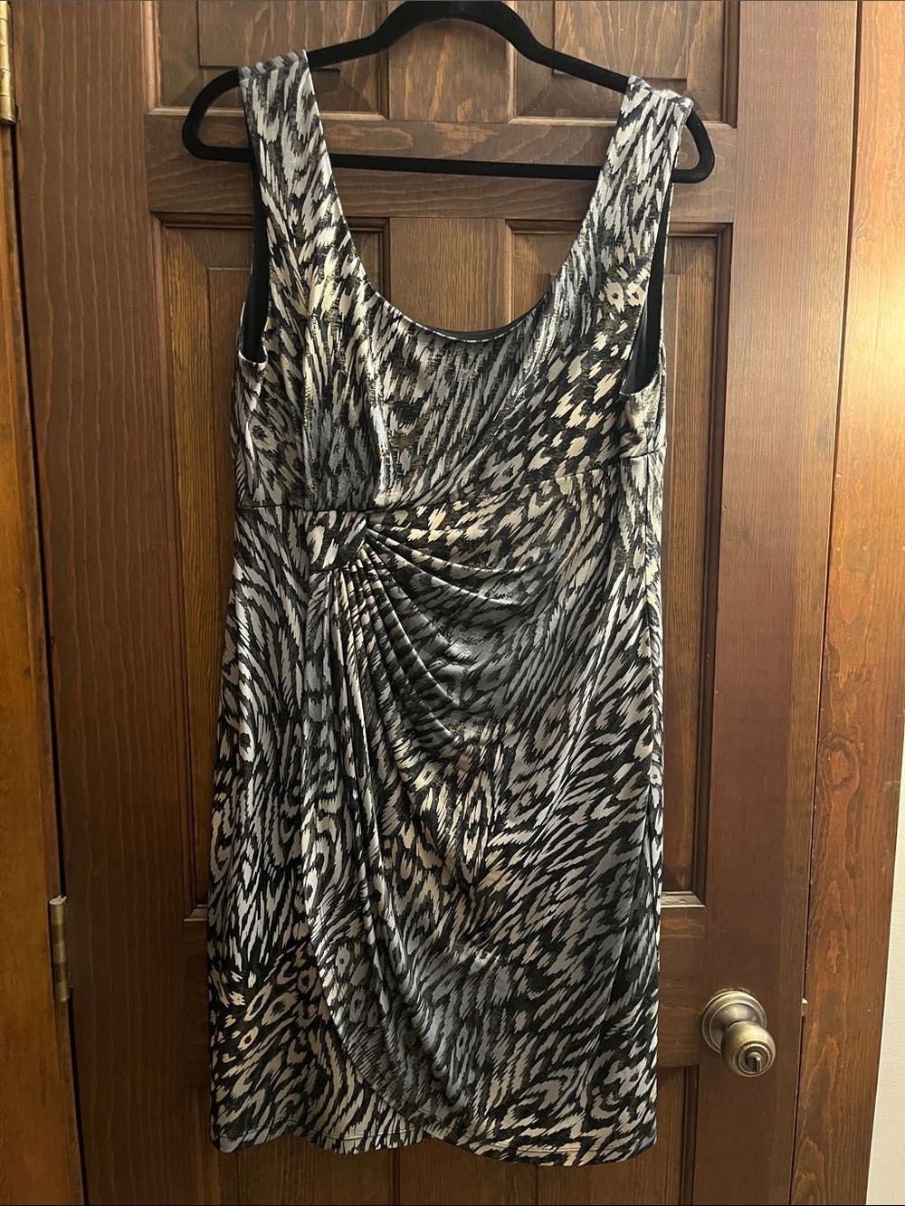 Women’s Black, Silver and Gold Pleated Sleeveless Dress
